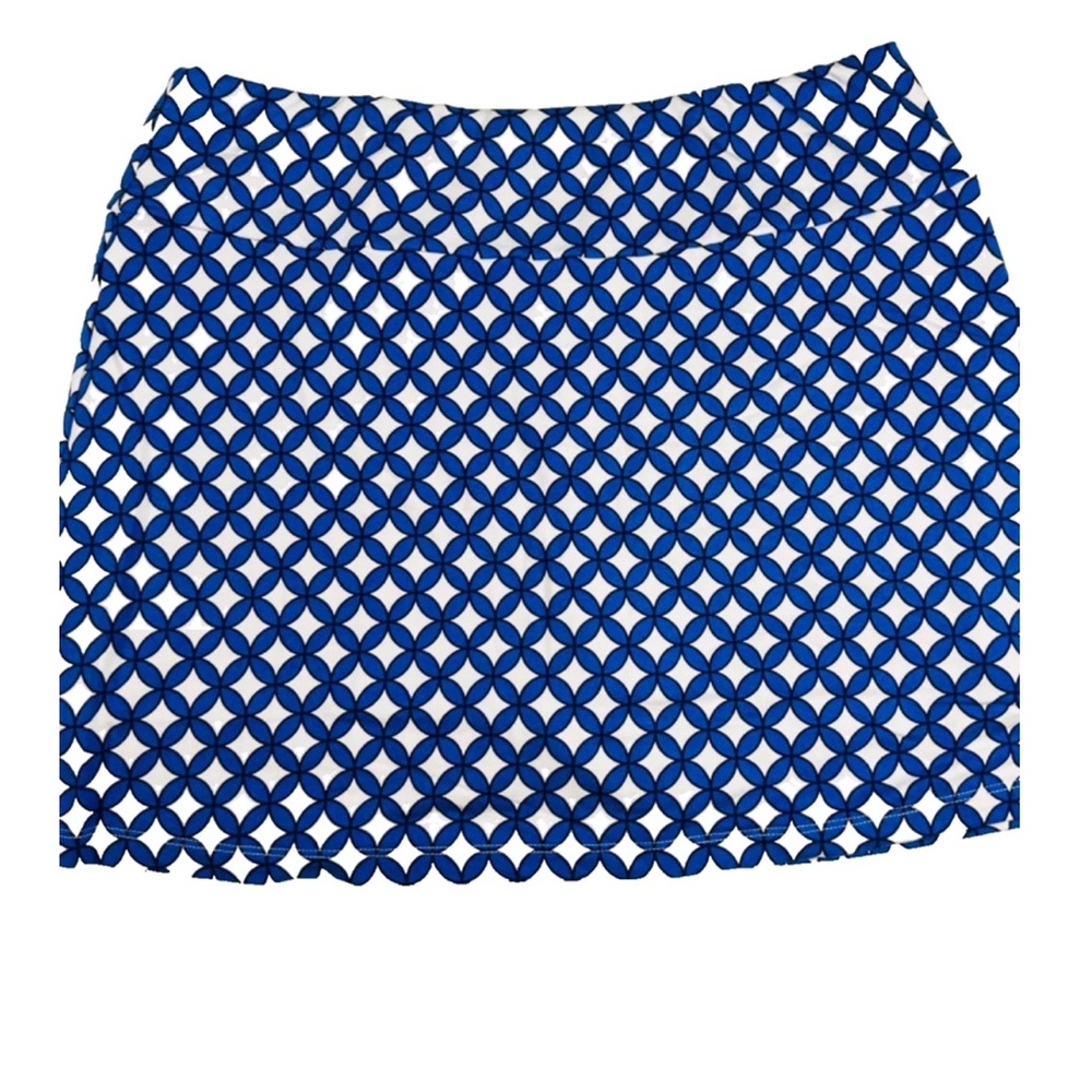 Tori Richard Skort Skirt Pockets Geometric Ikat Blue Stretch Golf Tennis SZ Med